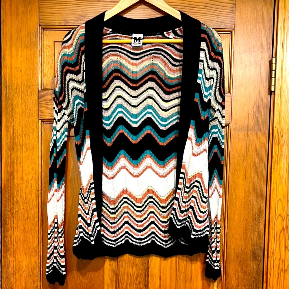 Missoni Black and Multicolor Chevron Cardigan